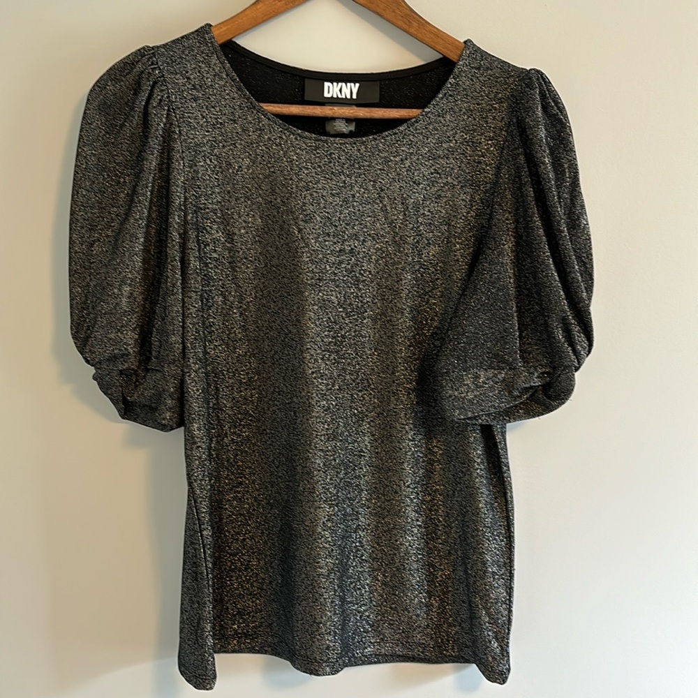 DKNY Black Metallic Shimmer Top size M